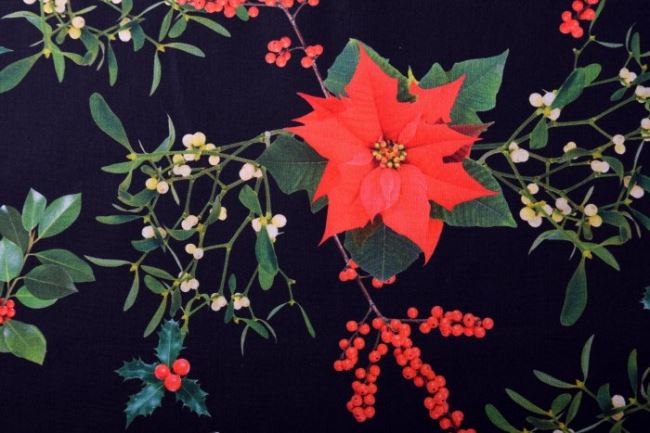 Christmas cotton fabric with digital flower print KC7010-003