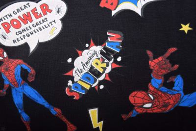 1 m of cotton knit in black with Spider-Man print DS-KUP150