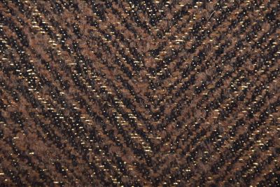 Wool coat fabric in brown color with fancy gold thread NS2024 (1)