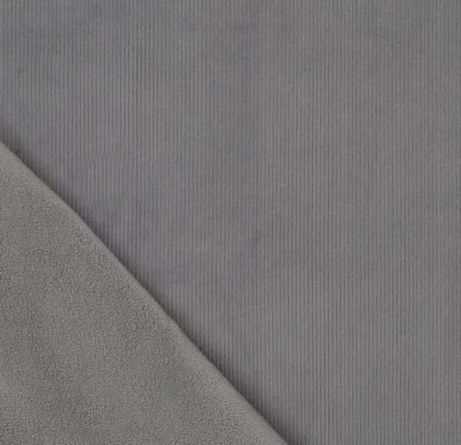 Fleece in gray color with fine ribbing 21101/970