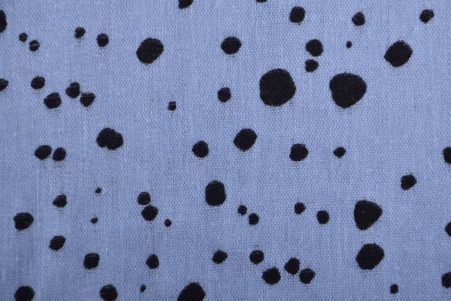 Double gauze in light blue with polka dot print 181526