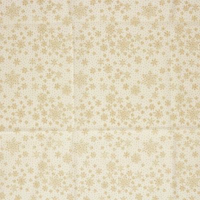 Christmas fabric made of cotton in cream color with a print of golden snowflakes 60554/051 (1)