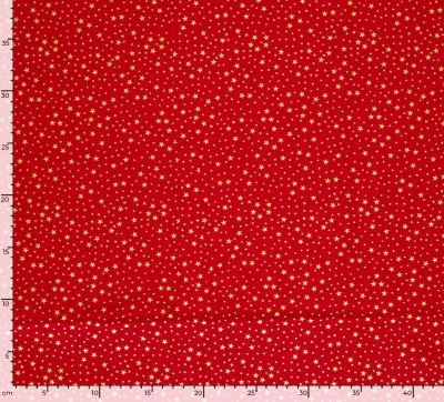 Christmas cotton fabric in red with gold star print 60895/215 (3)