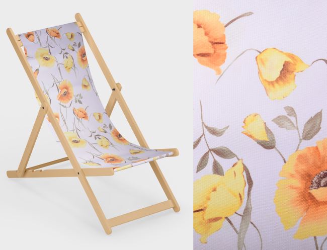 Lounger 150 cm wide with a print of yellow flowers LH37