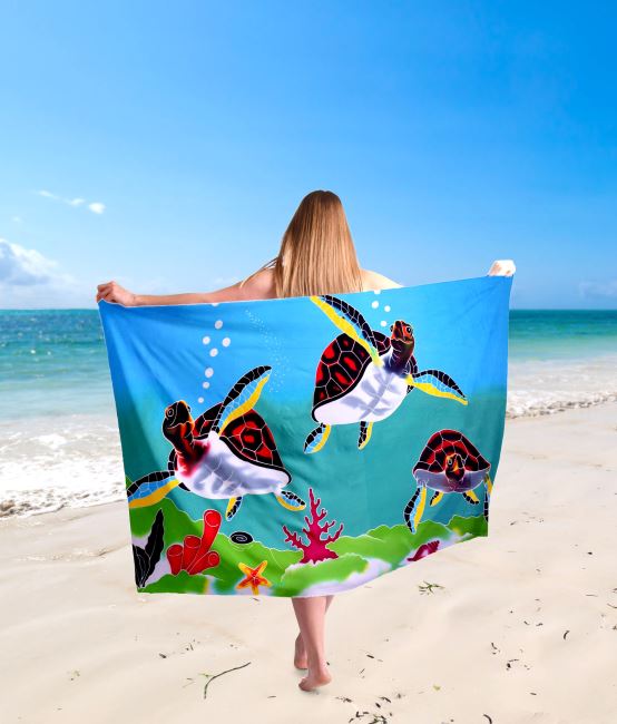 Pareo/sarong from Bali with hand painted underwater world BALI136