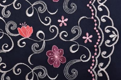 Black tulle with decorative floral embroidery 132.401/0801