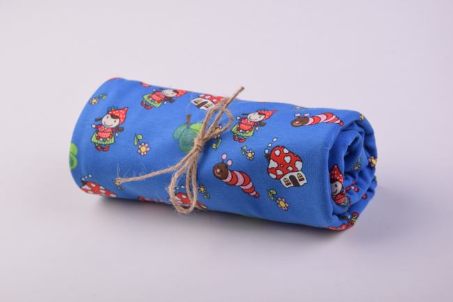 Roll of cotton knit in blue color with children's print RO62072