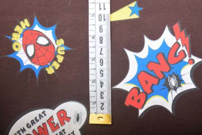 1 m of cotton knit in brown with Spider-Man print DS-KUP154 (1)