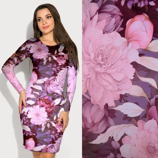 Barbie costume fabric in purple with digital flower print SMT-PR592E