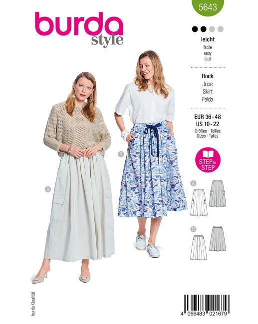 Cut for a pleated skirt in size 36-48 5643