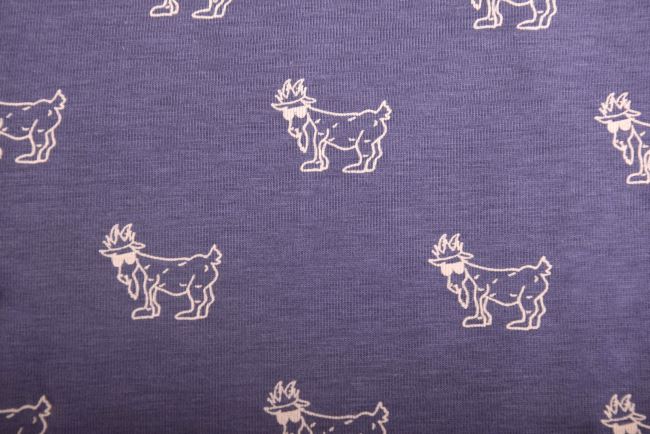 1 m viscose knitwear in blue with a funny print DS-KUP63