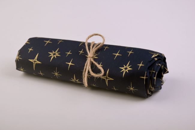 Roll of Christmas cotton in dark blue with star print RO20713/008