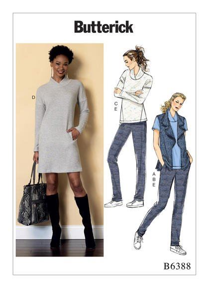 Butterick cut for women's clothing in size XSM-MED B6388-Y