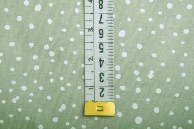 1 m of cotton knitwear in dark menthol color with polka dots DS-KUP118 (1)