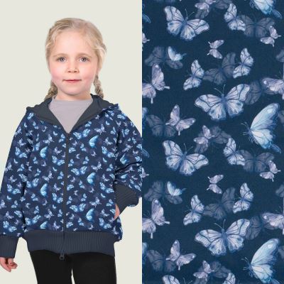 Softshell in blue color with digital butterfly print 20421/008 Softshell in blue color with digital butterfly print 20421/008