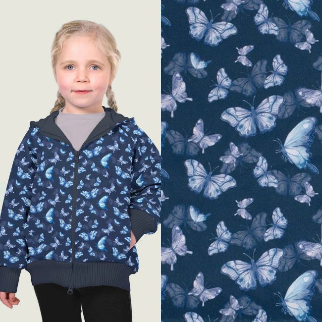 Softshell in blue color with digital butterfly print 20421/008