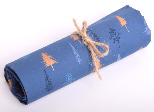 Roll of Christmas cotton in blue with tree print RO18724/006