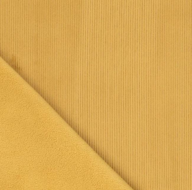 Corduroy with fleece in ocher color with fine ribbing 21101/570