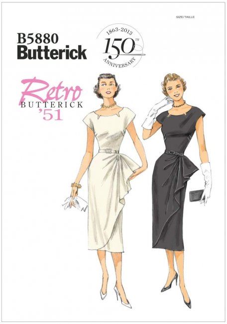 Butterick fit for retro dress in size 32-40 B5880-A5