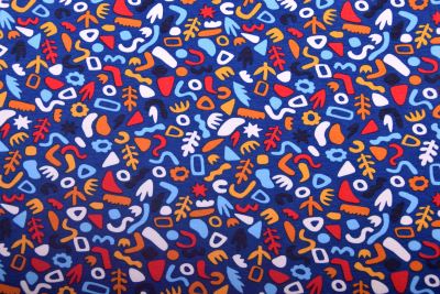 Cotton knitwear in blue with abstract print19609/006 (1)