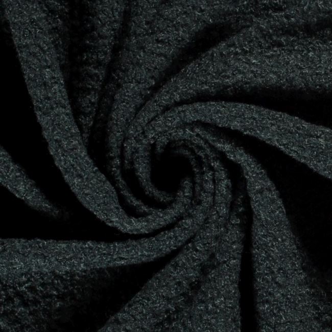 Coat fabric boucle in dark green color 20057/028