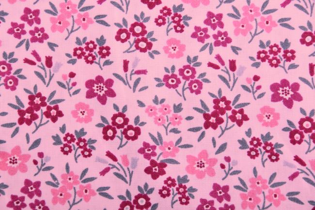 Poplin in pink color with flower print 19407/011