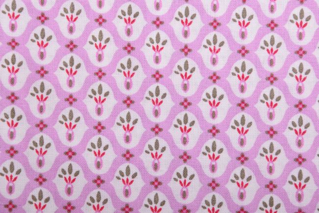 Poplin in pink color with a decorative print of ornaments 19403/011
