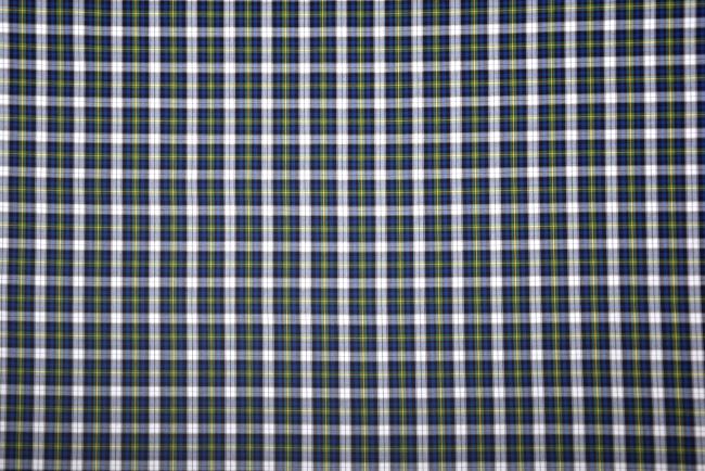 Cotton fabric with a woven blue check pattern TI680