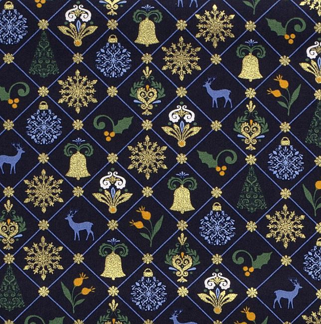 Christmas cotton fabric in blue with thematic print 20745/008