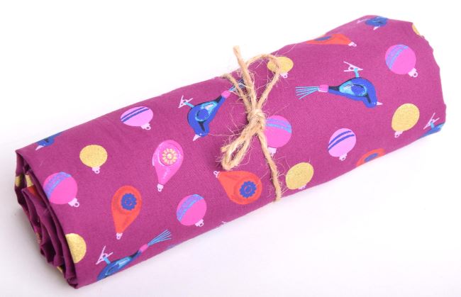 Roll of Christmas cotton in purple color with printed ornaments RO18717/019