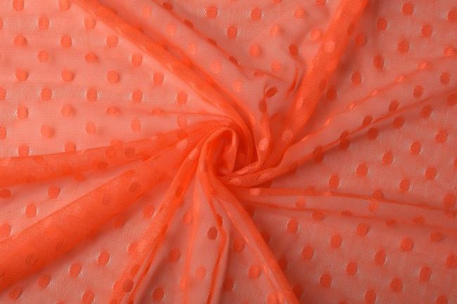 Tulle in orange color with a large dot 11601/036