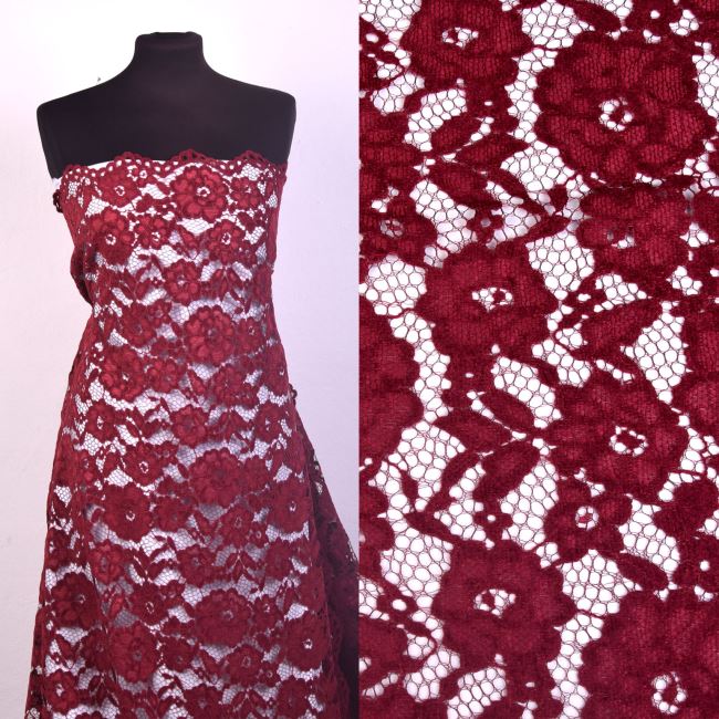 Lace in wine color with flowers CC9649/2019/2