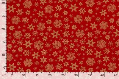 Christmas cotton fabric in red with golden snowflakes print 20708/015 (2)