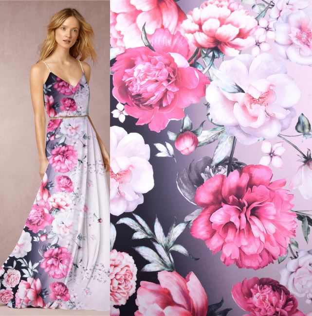 Armani satin in pink with digital flower print CSCLC2265