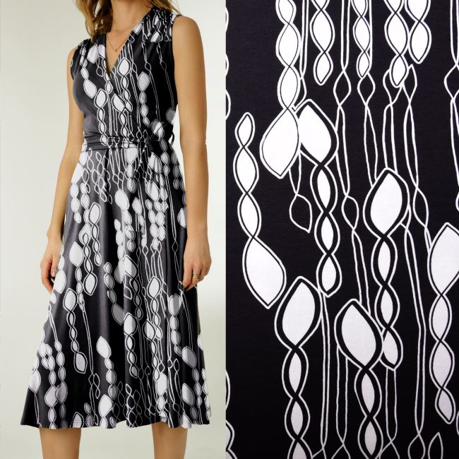 Viscose knit in black with ornament print MI57003/9031