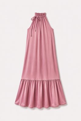 Silky artificial silk dress sewing set in old pink color SET96 (1)