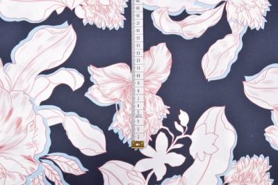 Stretch cotton in dark blue with flowers A52 (3)