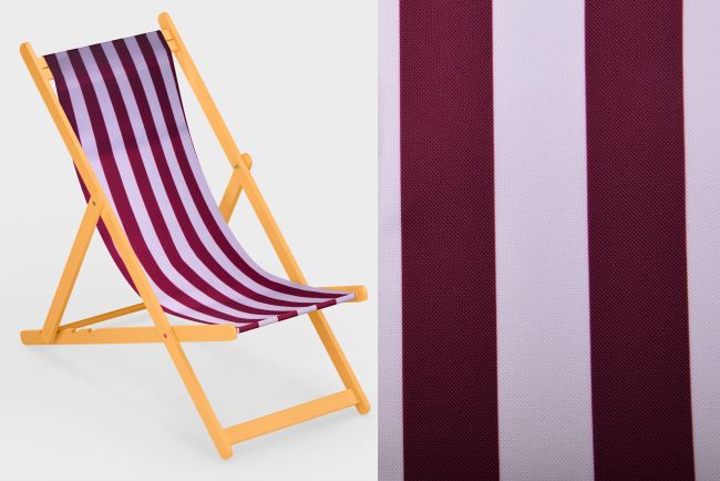 Lounger 44 cm wide with a print of burgundy stripes LH26