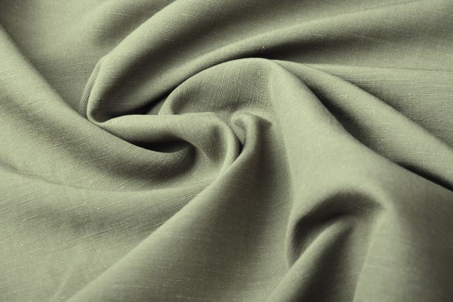 Viscose fabric with admixture of linen in khaki color MI142