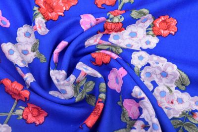 Viscose fabric in blue with flower print TU31827 (4)