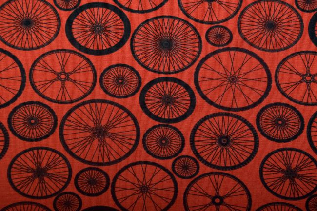 Cotton knit in brick color with wheel print 17763/057