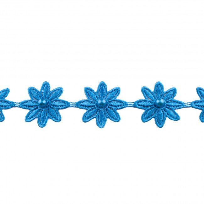 Decorative flowers in blue color with pearl 42682