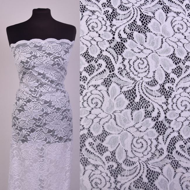 White lace with flower motif CCHB-377