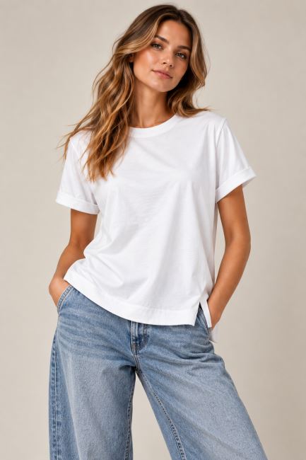 Short-sleeved T-shirt in white color ITA-TR02