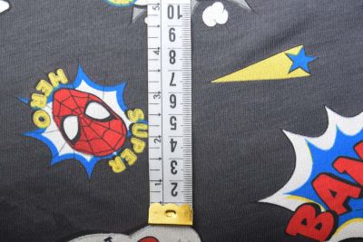 1 m of cotton knit in gray with Spider-Man print DS-KUP151 (1)