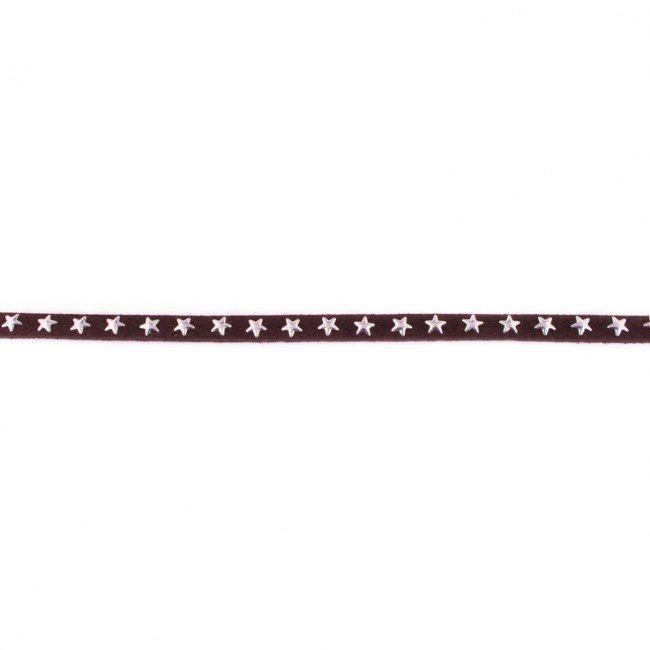 Decorative suede strip in brown color with stars 42767