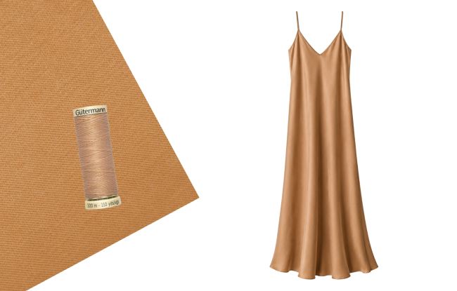 Set for sewing dresses on hangers made of cupra in beige color SET77