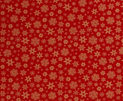 Christmas cotton fabric in red with golden snowflakes print 20708/015 (1)