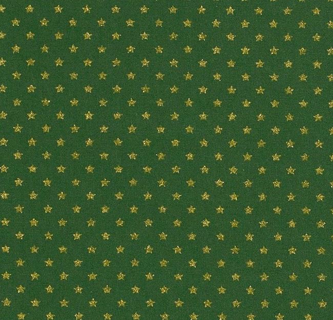 Christmas green cotton fabric with gold star print 20703/025
