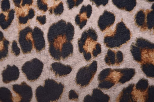 Brown viscose knit with animal print MAR201